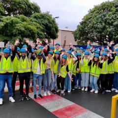 Students smiling at camera